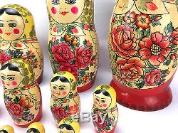 Authentic USSR Matryoshka Russian Nesting Dolls Handmade 1989 16 Dolls Large