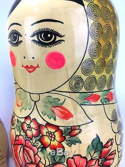 Authentic USSR Matryoshka Russian Nesting Dolls Handmade 1989 16 Dolls Large