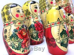 Authentic USSR Matryoshka Russian Nesting Dolls Handmade 1989 16 Dolls Large