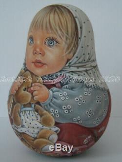 Author's 1 kind russian roly poly nesting matryoshkas dolls Artist Usachova
