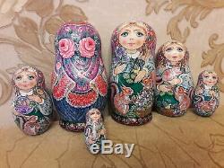 Author's russian matryoshka Girls with squirrels