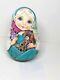 Author's Russian Matryoshka Rolly Polly Bell Doll Girl With A Bear