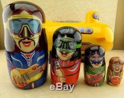 Beatles Yellow Submarine New Unique Russian Nesting Doll 5 Pcs Collectible