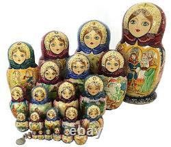Beautiful 25 Pieces Nesting Doll (matrioshka, matryoska) Fairy-Tales- Signed