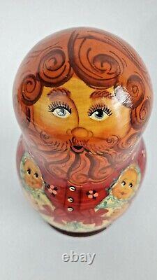 Beautiful Large Vintage Matryoshka Doll Family Twins Made in Russia Signed