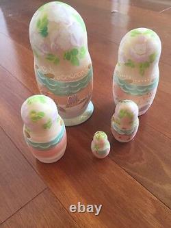 Beautiful Painted Set Of Russian Nesting Dolls Signed