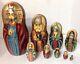 Beautiful Rare Handbpainted Russian Orthodox Saints 9 Pc Nesting Dolls
