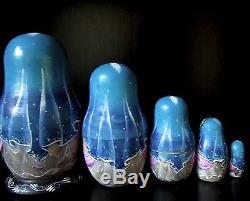 Beautiful Russian Fedoskino Style Nesting Doll Ballet Signed 5 Pcs H 4.5