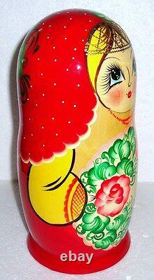 Beautiful Russian Nesting Doll10pc10.5GORGEOUSHUGEMADE IN RUSSIA