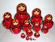 Beautiful Russian Nesting Doll 15pc7.5gorgeousred&blackmade In Russia