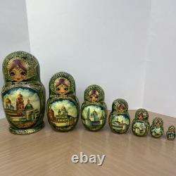 Beautiful Teal Green Fairytale Russian Matryoshka Nesting Doll Sergiev