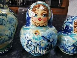 Beautiful Vintage 8 Piece Matryoshka Russian Nesting Dolls handpainted