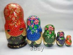 Beautiful Women / Lady Floral Wood Nesting Russian Stacking Doll Vtg Estate Item