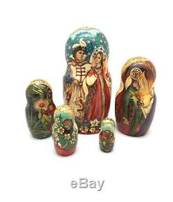 Beauty and the Beast Russian Hand Carved Hand Painted Nesting Doll FAIRY TALES