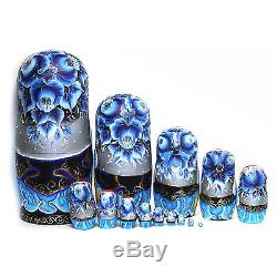 Big Nesting dolls Moscow Blue. Russian Large matryoshka Sights of Moscow m332