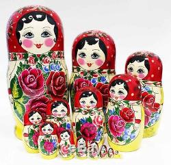 Big Russian Semenov Nesting dolls Matryoshka set 15 pcs. Hand painted #8