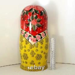 Big Russian Semenov Nesting dolls Red Matryoshka set 15 pcs. (h=12) #8-3