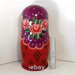 Big Russian Semenov Nesting dolls purple Matryoshka set 15 pcs. (h=12) #8-2