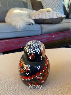 Black Red White Dots Blue Eyes Wooden Russian Doll Wood Nesting Dolls 8 Women