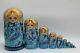 Blue Einter Nesting Dolls, Matryoshka Russian Doll 10tall 10 In 1 Hand Painted