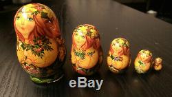 Brand New! Hand Painted Russian Fairy Tale Matryoshka 5 Nesting Dolls