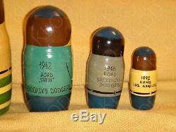Brooklyn Dodgers Cooperstown Collection Russian Nesting Dolls RARE