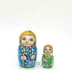 CHMELEVA Matryoshka Russian Nesting Dolls 5 PYROGRAPHY EASTER GIFT Girls Chicken