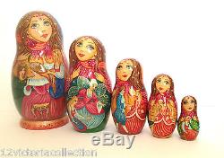 CINDERELLA Russian Hand Carved Hand Painted Nesting Doll FAIRY TALES COLLECTION