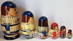 CLEVELAND INDIANS Vintage Russian Nesting Doll Set THROWBACK UNIFORMS Wood MINT