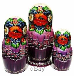 Celebration 10 Pc Russian Exclusive Hand Crafted Painted Stacking Nesting Doll