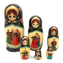 Ceprueb Nocag 8 Painted Russian Folk Art 7 Pc Vintage Matryoska Nesting Dolls