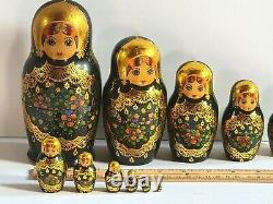 Ceprueb Nocag Hand Painted Gold Leaf Nesting Dolls Set of 11 dolls