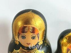 Ceprueb Nocag Hand Painted Gold Leaf Nesting Dolls Set of 11 dolls