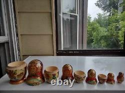 Ceprueb Nocag Wooden Russian Nesting Dolls 5 Matryoshka Signed