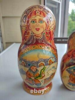 Ceprueb Nocag Wooden Russian Nesting Dolls 5 Matryoshka Signed