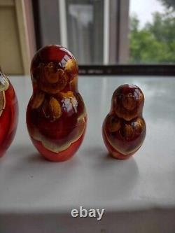 Ceprueb Nocag Wooden Russian Nesting Dolls 5 Matryoshka Signed