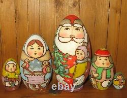 Christmas BABUSHKA SANTA FROST SNOW MAIDEN Russian nesting dolls 3 RYABOVA GIFT