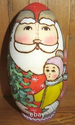 Christmas BABUSHKA SANTA FROST SNOW MAIDEN Russian nesting dolls 3 RYABOVA GIFT