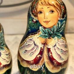 Christmas Evergreen Princess Russian 5 Pce Matryoshka Nesting Doll 6