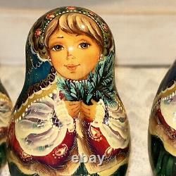 Christmas Evergreen Princess Russian 5 Pce Matryoshka Nesting Doll 6