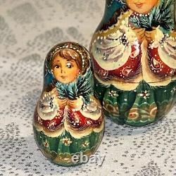 Christmas Evergreen Princess Russian 5 Pce Matryoshka Nesting Doll 6