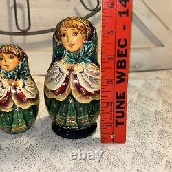 Christmas Evergreen Princess Russian 5 Pce Matryoshka Nesting Doll 6