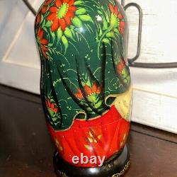 Christmas Puppies Russian Hand Painted Matryoshka 5 Pce Nesting Doll Signed