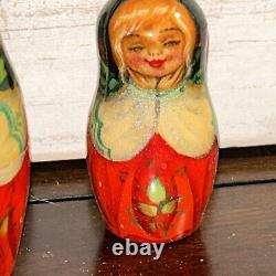 Christmas Puppies Russian Hand Painted Matryoshka 5 Pce Nesting Doll Signed