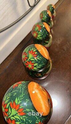 Christmas Puppies Russian Hand Painted Matryoshka 5 Pce Nesting Doll Signed