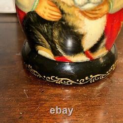 Christmas Puppies Russian Hand Painted Matryoshka 5 Pce Nesting Doll Signed