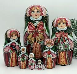 Christmas Style Matryoshka, Russian Nesting dolls, Babushka