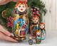 Christmas Nesting Dolls Red And Golden Nativity Matryoshka, Russian Doll