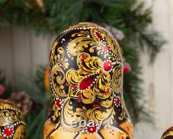 Christmas nesting dolls red and golden Nativity Matryoshka, Russian doll