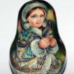 Christmas roly poly author bell art doll Russian Snow Maiden girl no nesting